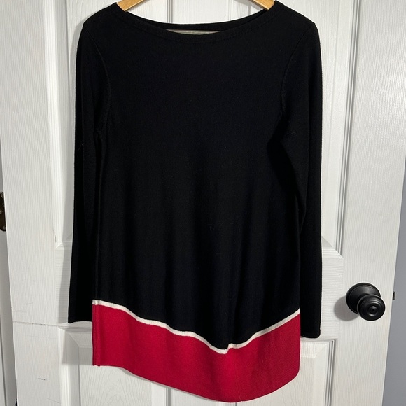 J. Jill asymmetrical colorblock black/red tunic, wool blend, size PS, 3/4 sleeve - Picture 1 of 12